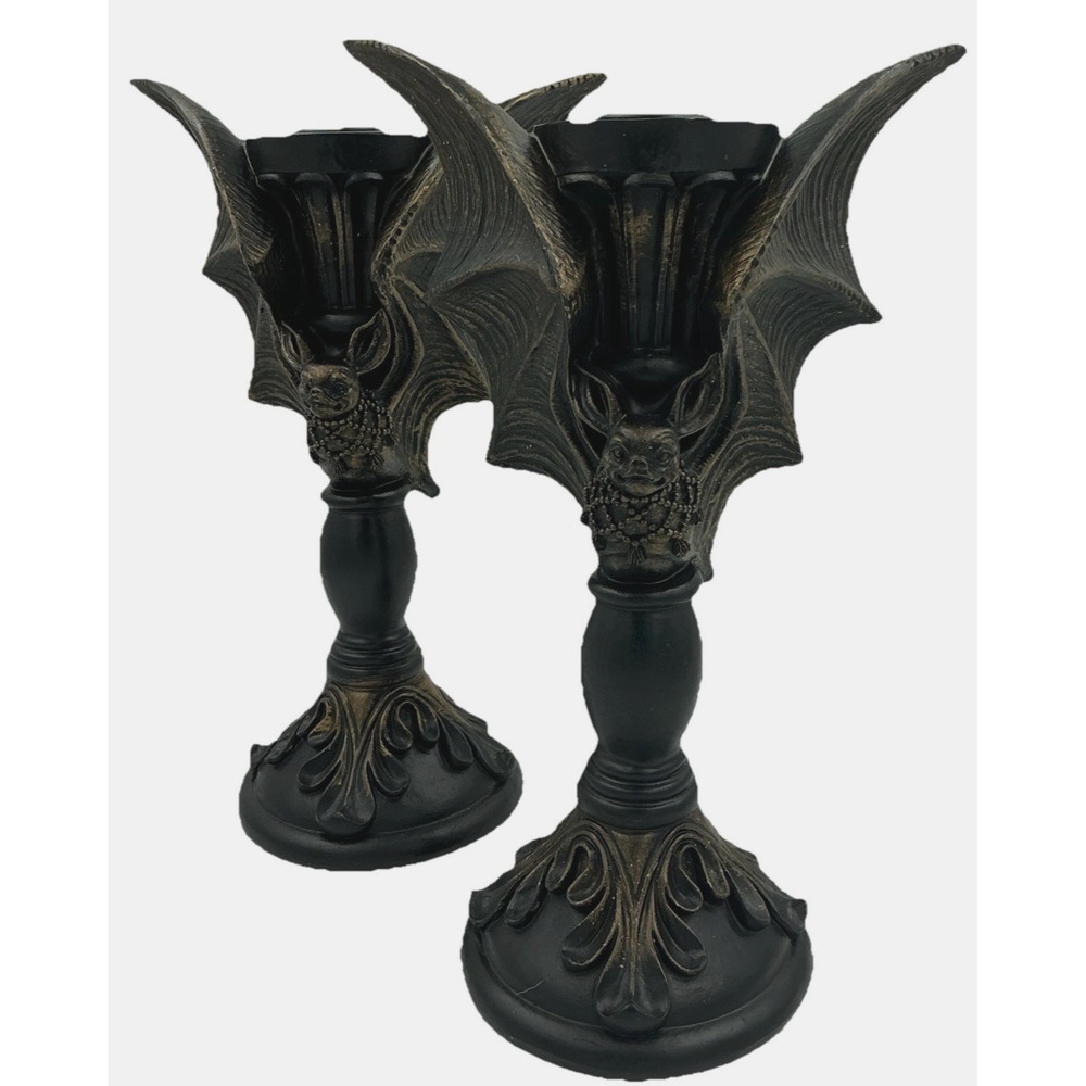 Vampire Bat Candle Holder Halloween Goth Decor Dark Academia Set of 2